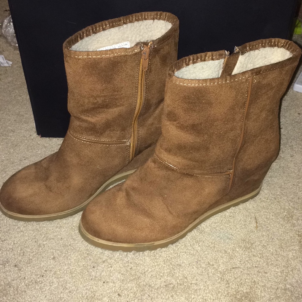 Brown 2 inch heel ankle boots